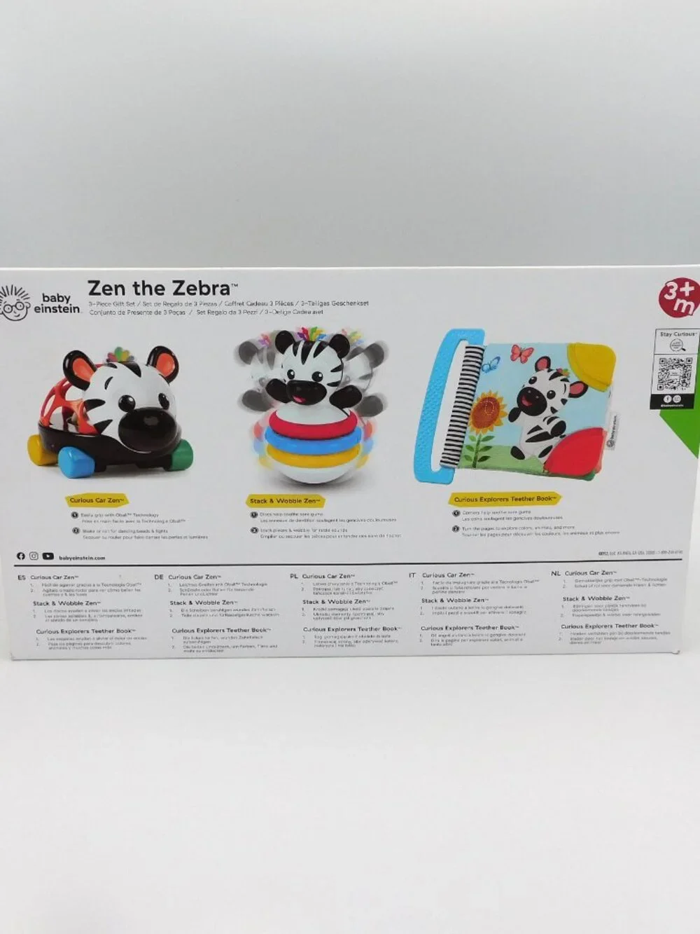 Baby Einstein Zen Zebra 3 Pce Gift Set Jungle Car Book Stack Wobble Jungle NEW